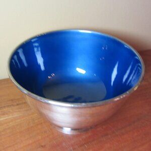 28 oz towle sapphire blue enamel EP silver plated bowl vintage (W5421)